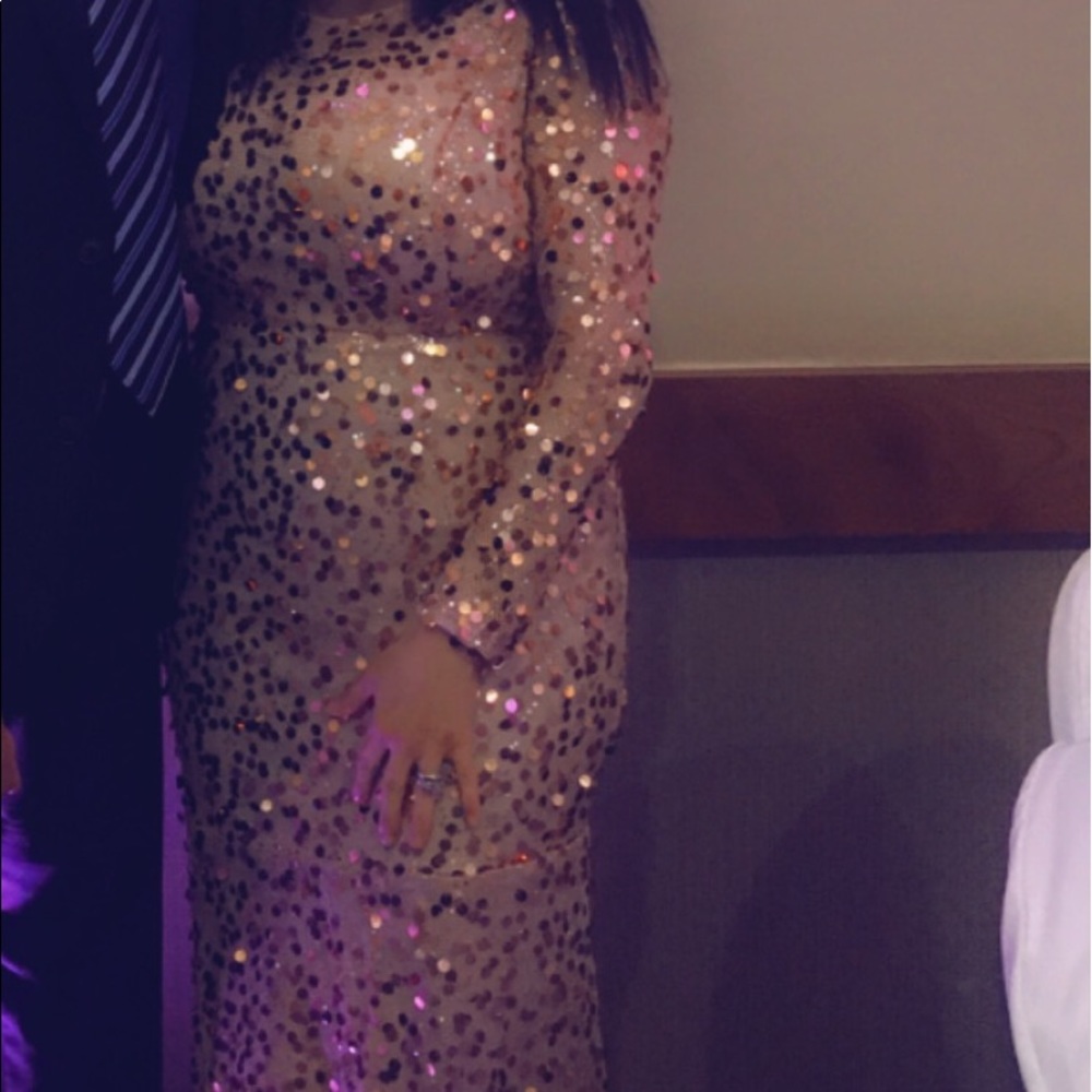 Rose gold sequin dress